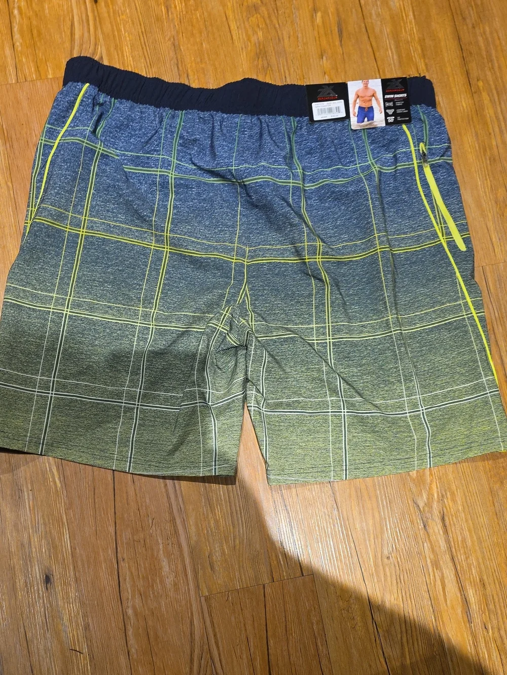 Xersion Men's Green Plaid Swim Shorts